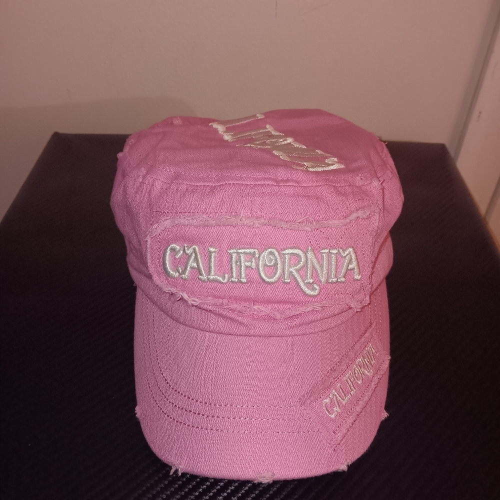 Pink California hat.